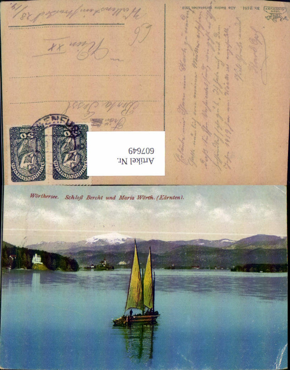 607649,Wörthersee Schloss Bercht u. Maria Wörth Segelboot Boot