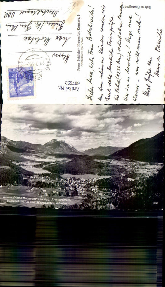 607652,Foto Ak Hermagor m. Egg Presseggersee Dobratsch u. Karawanken