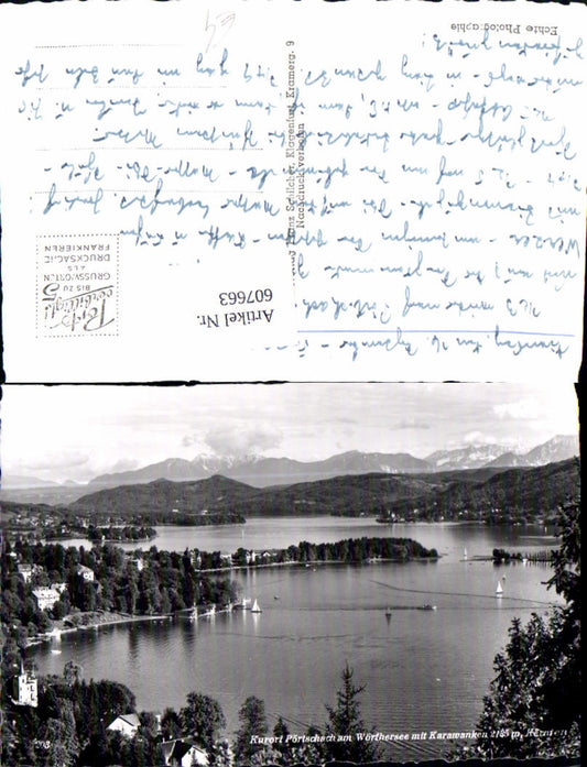 607663,Foto Ak Pörtschach a. Wörthersee m. Karawanken