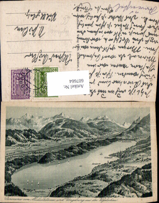 607664,Vogelschau Panorama v. Millstättersee u. Umgebung Millstatt Heroldeck Seeboden Millstätter See