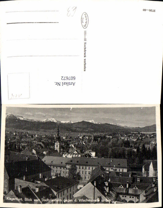 607672,Klagenfurt Blick v. Stadtpfarrturm geg. d. Villacherstraße u. See