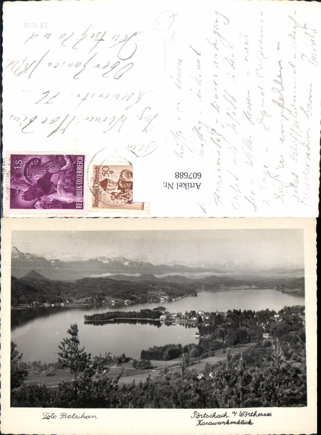 607688,Foto Ak Pörtschach a. Wörthersee Karawankenblick pub Foto Belschan