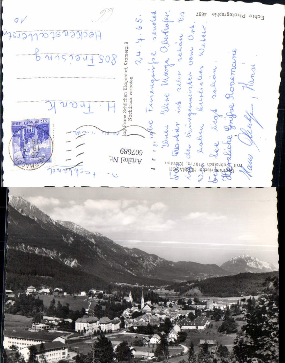 607689,Foto Ak Hermagor m. Dobratsch