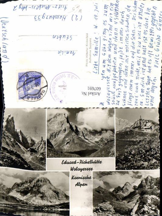 607691,Mehrbild Ak Eduard-Pichelhütte Wolayersee Wolayerseehütte Karnische Alpen St. Lorenzen im Lesachtal