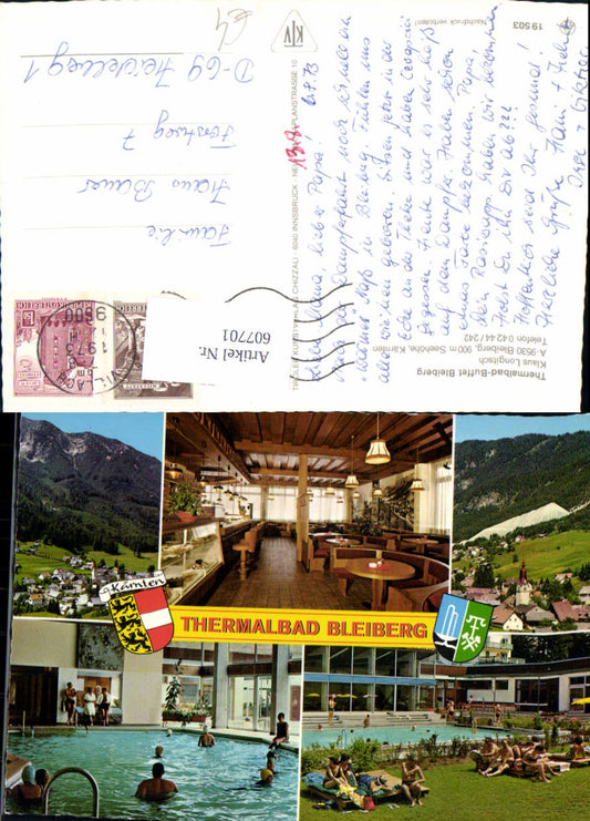 607701,Mehrbild Ak Bad Bleiberg Thermalbad Buffet Bleiberg Hallenbad Schwimmbad