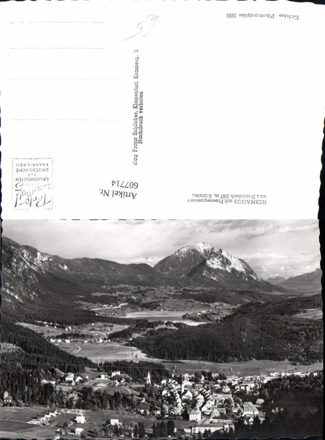 607714,Foto Ak Hermagor m. Presseggersee u. Dobratsch
