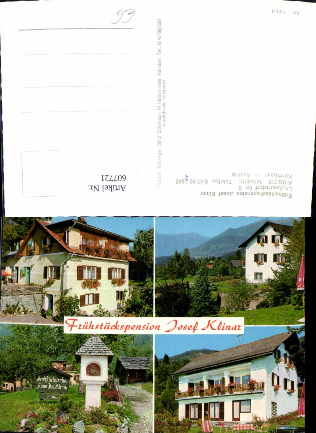 607721,Mehrbild Ak Millstatt a. See Frühstückspension Josef Klinar