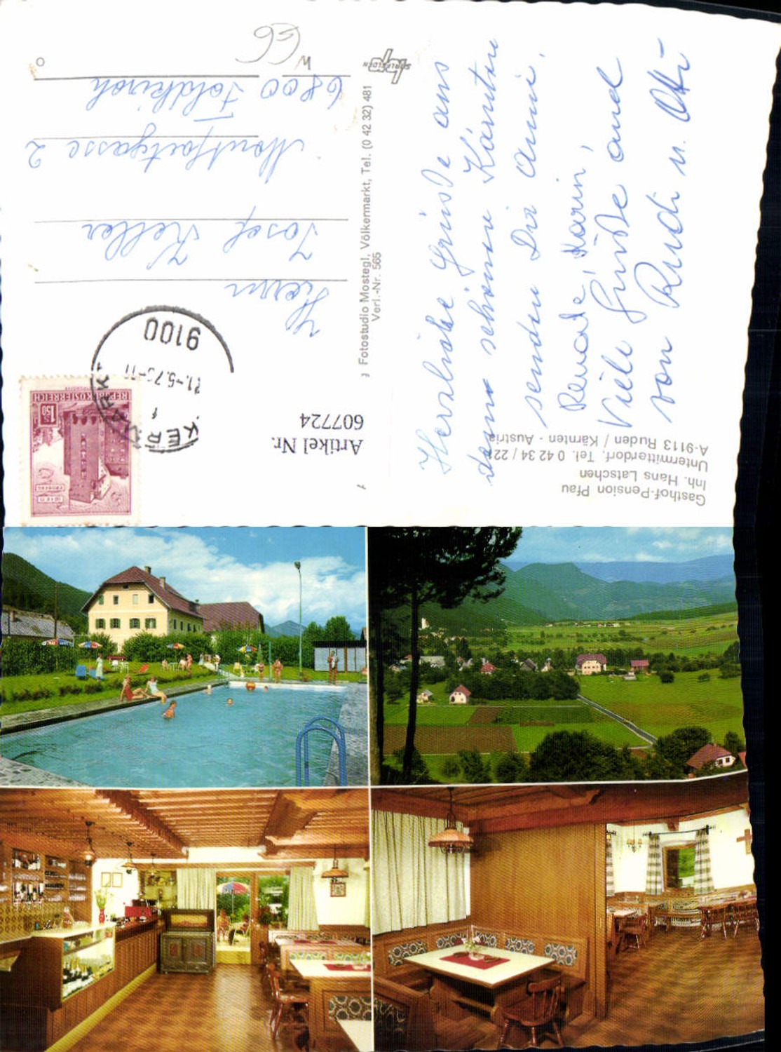 607724,Mehrbild Ak Ruden Gasthof Pension Pfau Schwimmbad