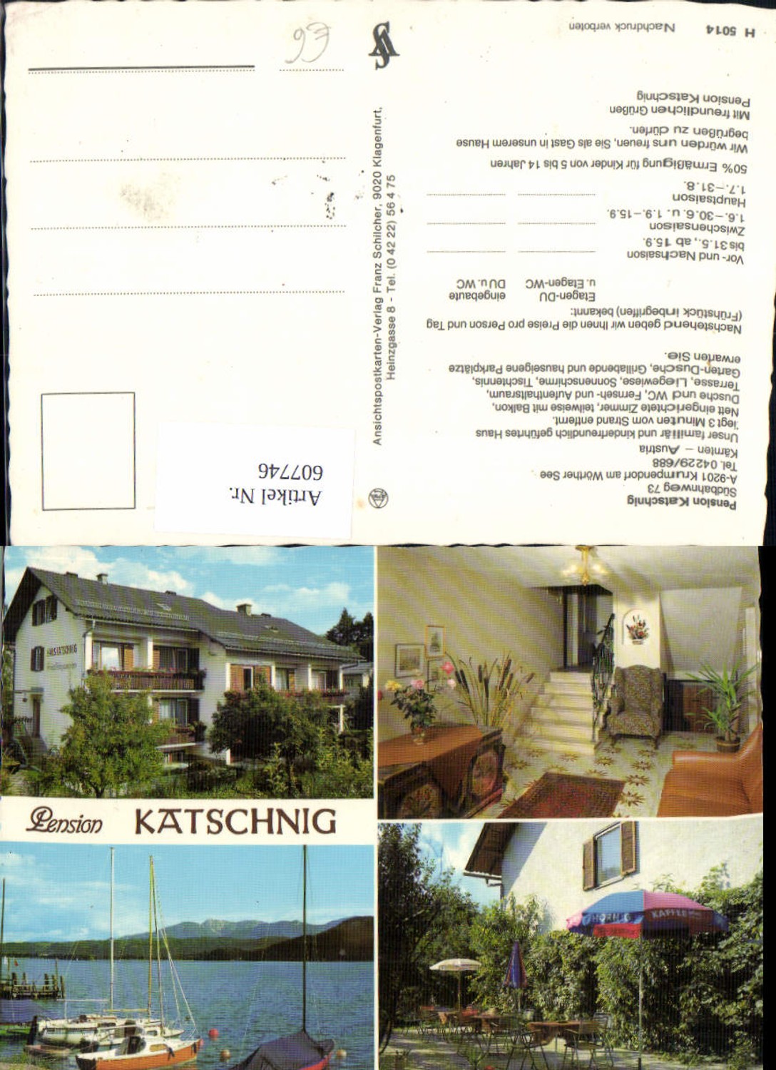 607746, Multi-image Ak Krumpendorf a. Wörthersee Pension Katschnig Sailing boats