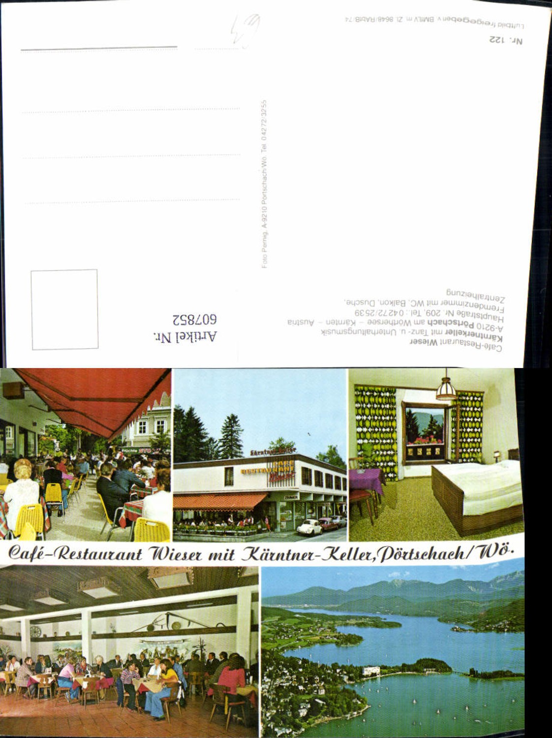 607852,Multi-image Ak Pörtschach a. Wörthersee Cafe Restaurant Wieser