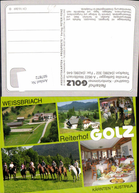 607872,Mehrbild Ak Weißbriach Reiterhof Golz Reiten Pferde