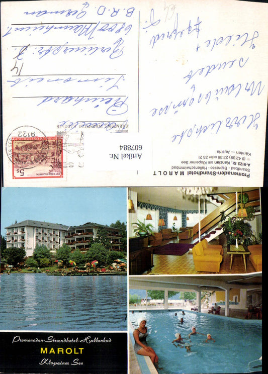 607884,Multi-image postcard St. Kanzian am Klopeiner See Promenaden-Strandhotel Marolt indoor swimming pool