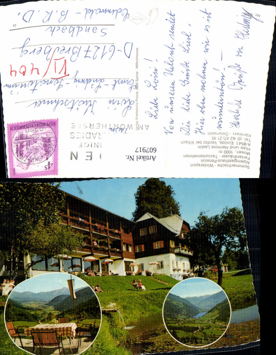 607917,Mehrbild Ak Einöde Verditz b. Villach Alpengasthaus Pension Moser