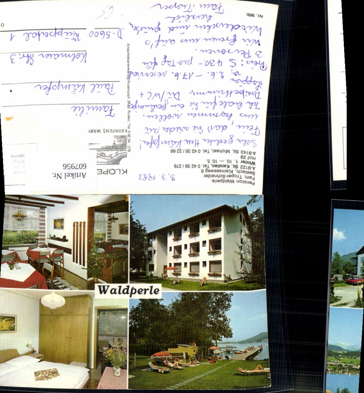 607956,Mehrbild Ak St Kanzian a. Klopeinersee Pension Waldperle