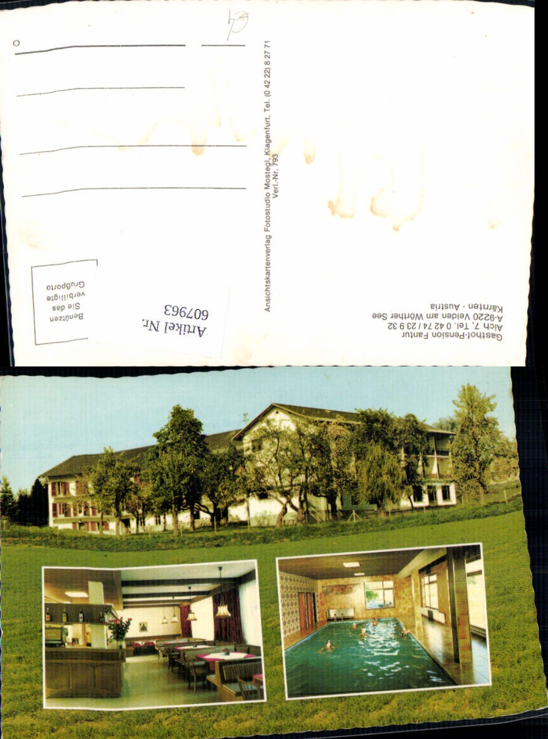 607963,Mehrbild Ak Velden a. Wörthersee Gasthof Pension Fantur Hallenbad