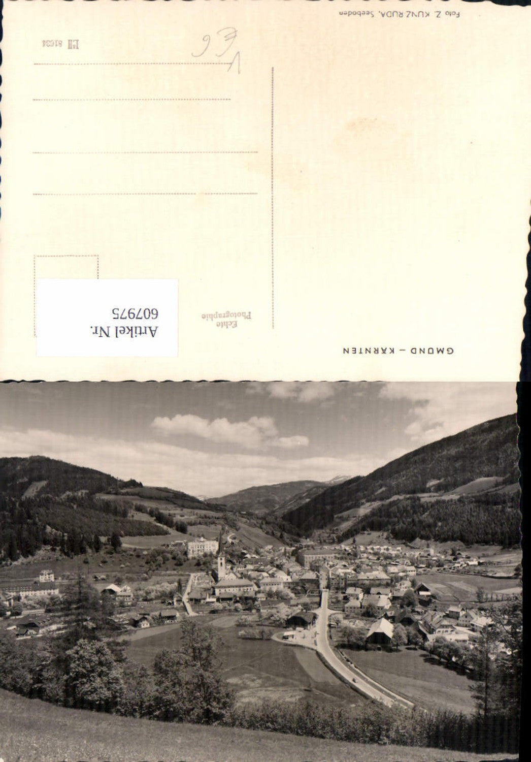 607975,Foto Ak Gmünd i. Kärnten Totale pub Foto Kunz-Ruda