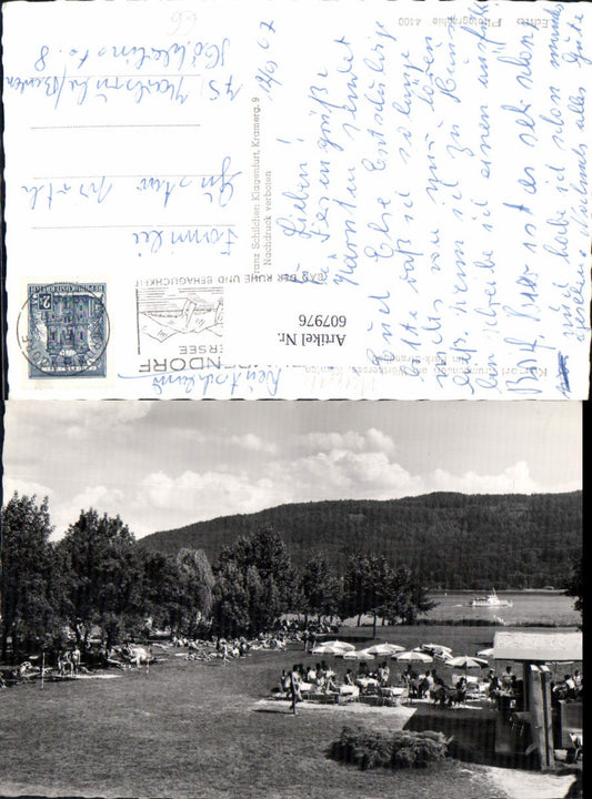 607976,Foto Ak Krumpendorf a. Wörthersee Park-Strandbad Strandbad Schiff