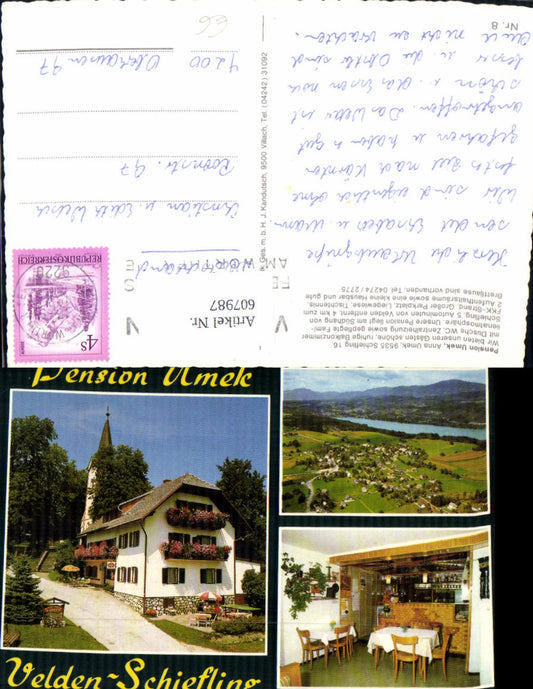 607987,Mehrbild Ak Velden Schiefling Pension Umek
