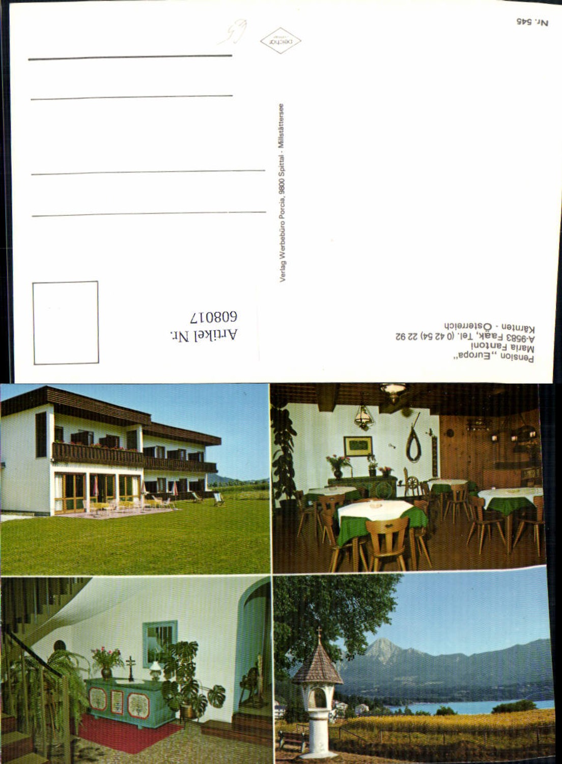 608017, Multi-image Ak Faak am See Pension Europa Bildstock