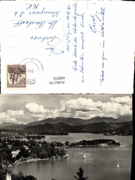 608076,Foto Ak Pörtschach Bucht Wörthersee m. Karawanken