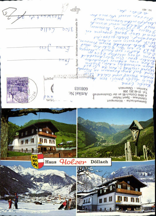 608103,Mehrbild Ak Döllach a. d. Glocknerstraße Gästehaus Sport Haus Holzer Wegkreuz Winteransicht