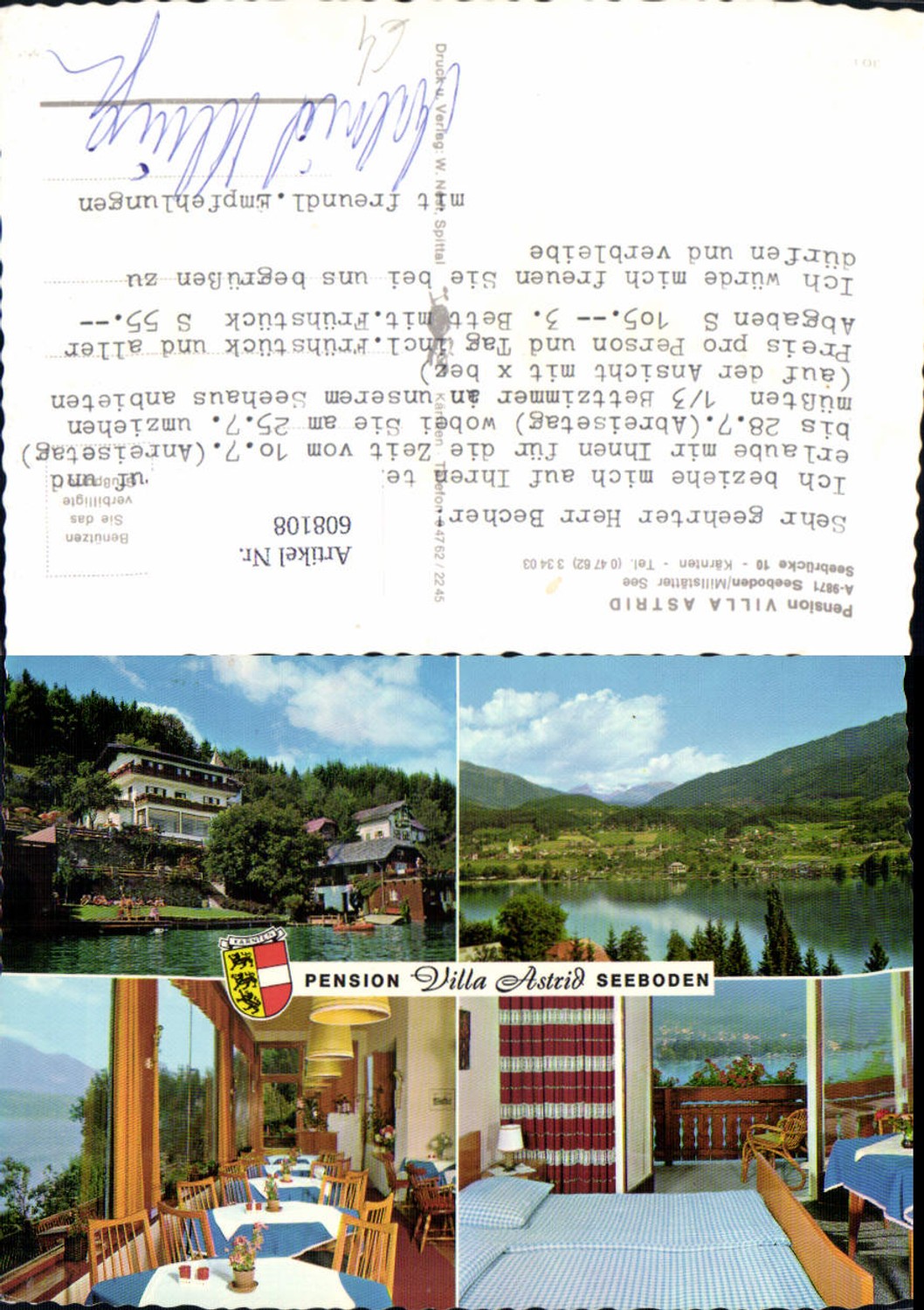 608108,Mehrbild Ak Seeboden a. Millstättersee Pension Villa Astrid