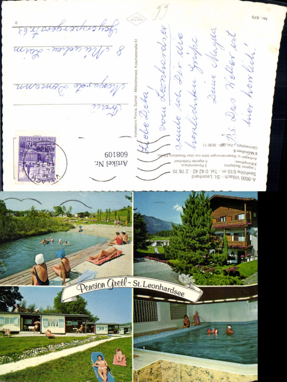 608109,Mehrbild Ak Villach St Leonhard Pension Gretl St Leonhardsee Hallenbad