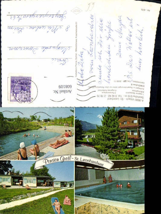 608109,Mehrbild Ak Villach St Leonhard Pension Gretl St Leonhardsee Hallenbad