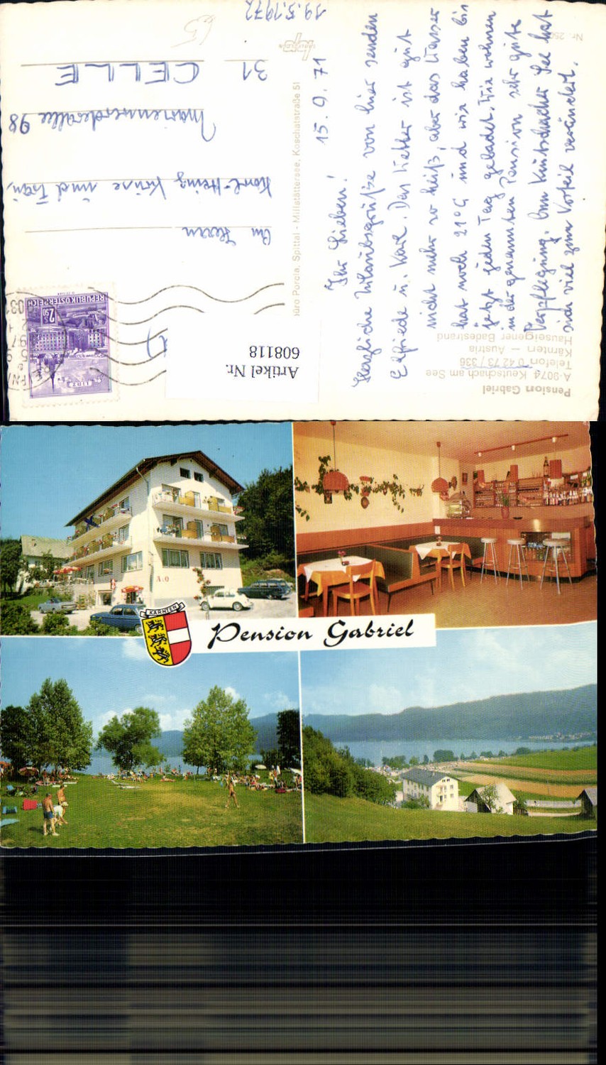 608118,Mehrbild Ak Keutschach a. See Pension Gabriel VW Käfer
