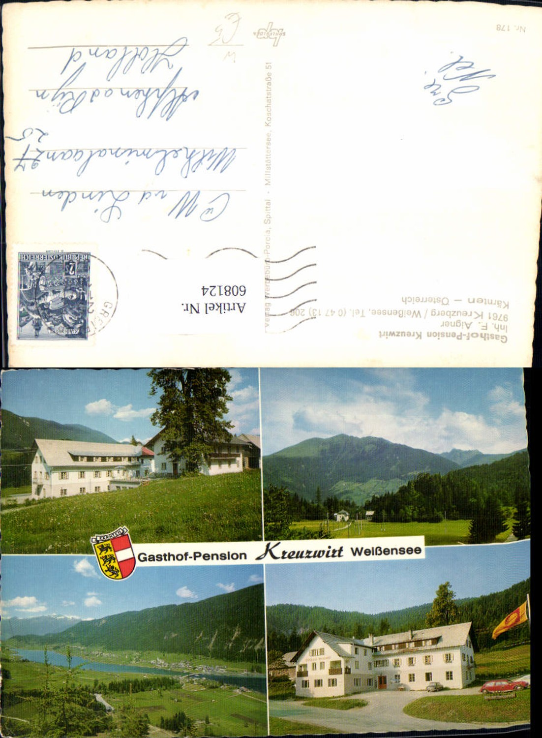 608124,Mehrbild Ak Kreuzberg Weißensee Gasthof Pension Kreuzwirt VW Käfer