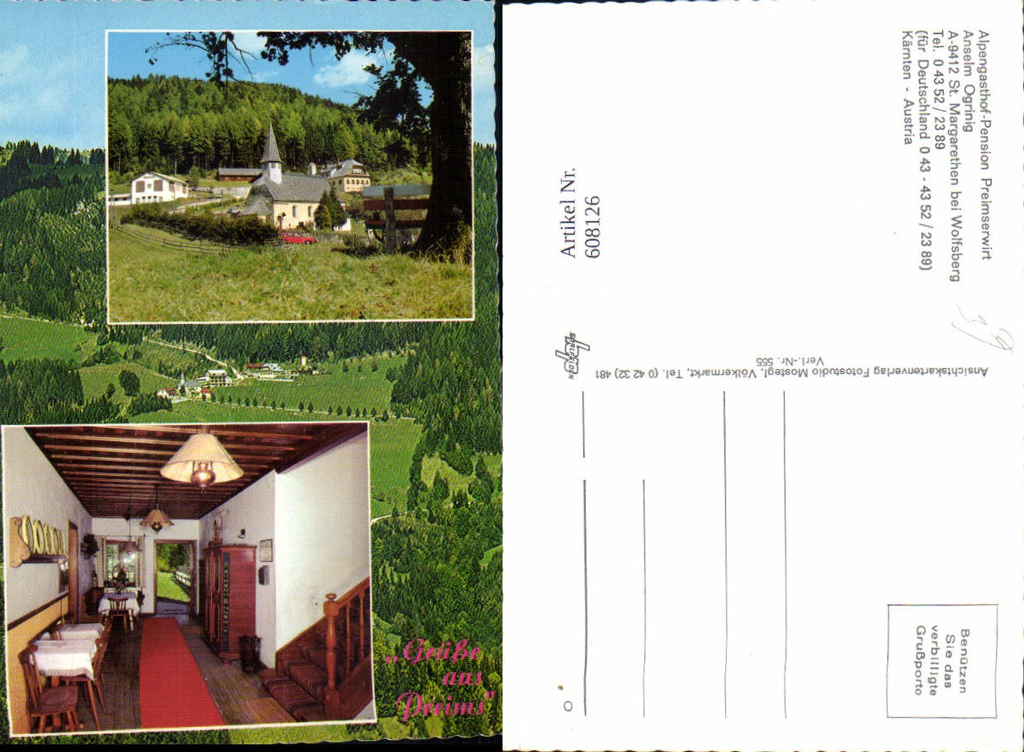 608126,Mehrbild Ak St Margarethen b. Wolfsberg Alpengasthof Pension Preimserwirt