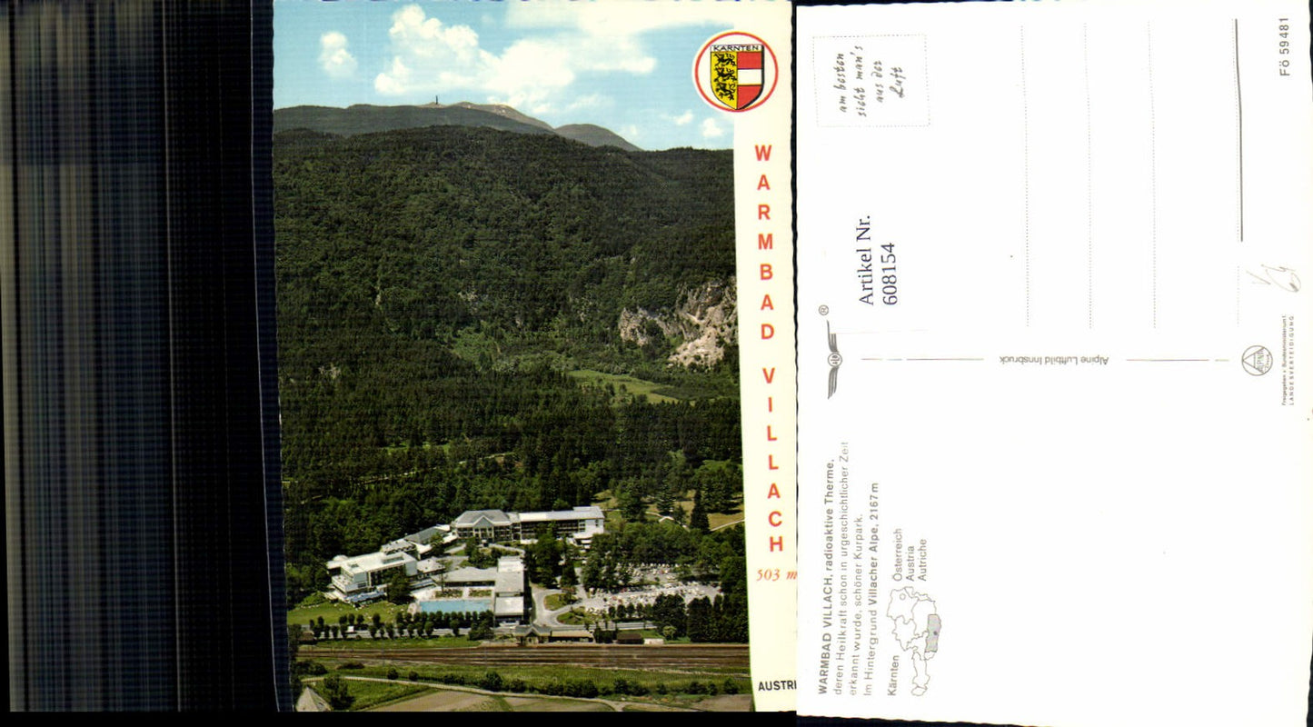 608154,Warmbad Villach m. Villacher Alpe pub Alpine Luftbild Fö 59481