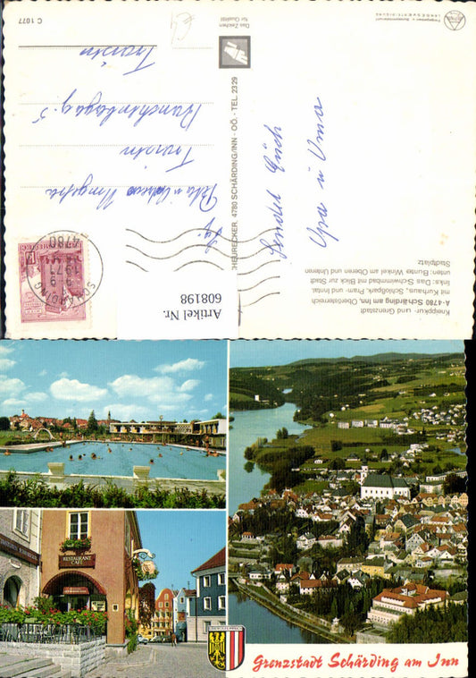 608198,Mehrbild Ak Schärding a. Inn Kurhaus Schloßpark Schwimmbad Bunte Winkel a. Stadtplatz