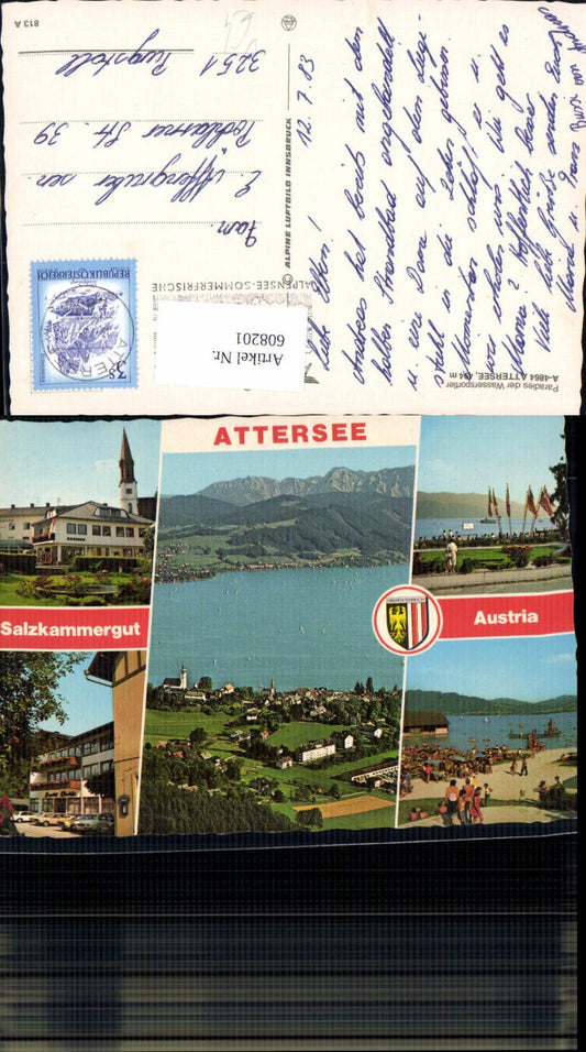608201,Mehrbild Ak Attersee Salzkammergut pub Alpine Luftbild 813A