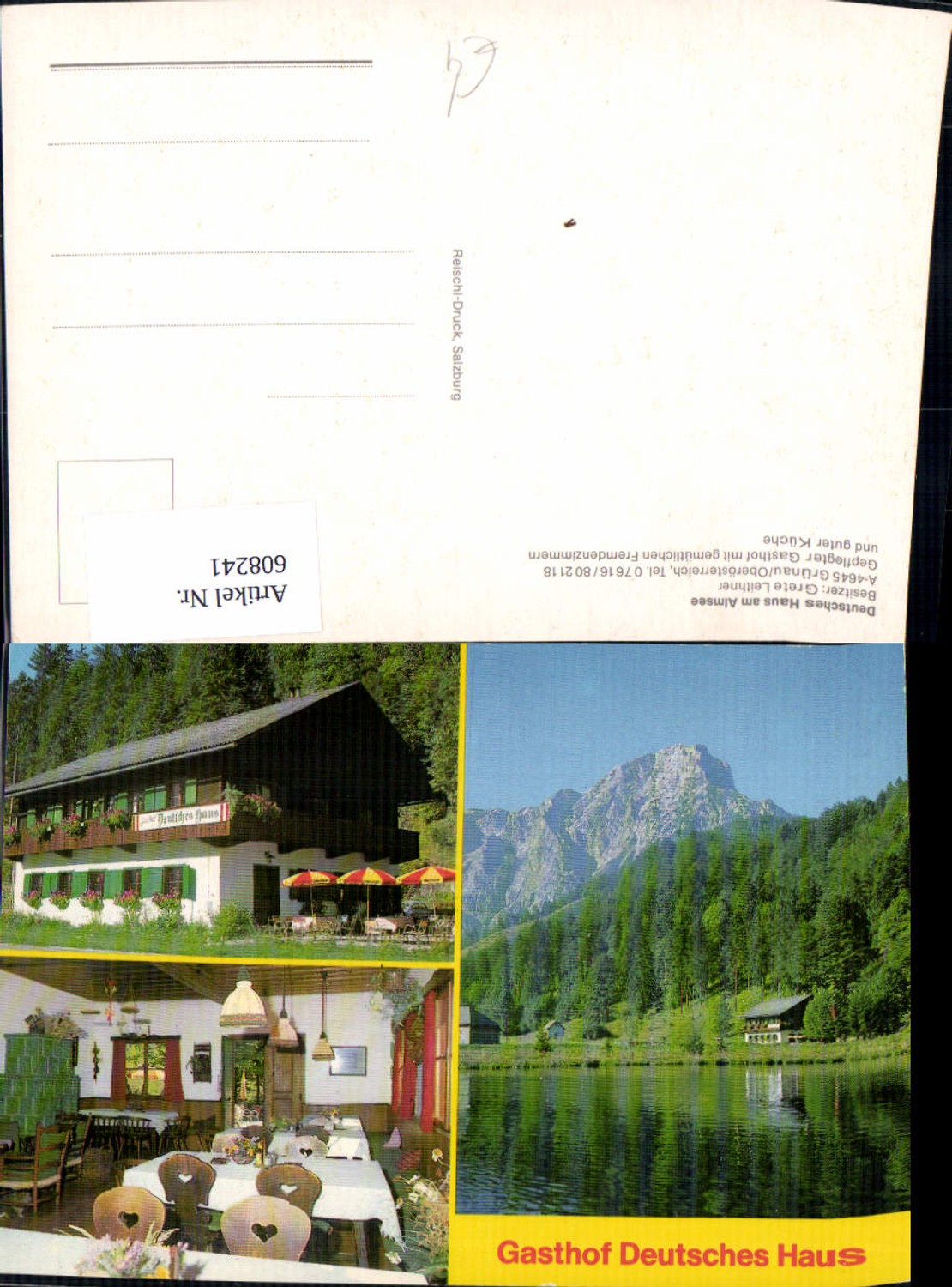 608241,Mehrbild Ak Grünau i. Almtal Deutsches Haus a. Almsee Gasthof