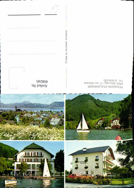 608245,Mehrbild Ak Weyregg a. Attersee Pension Staudinger Boot Segelboot Segeln