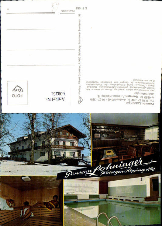 608251,Mehrbild Ak St Georgen i. Attergau Pension Lohninger Hallenbad Sauna Winteransicht