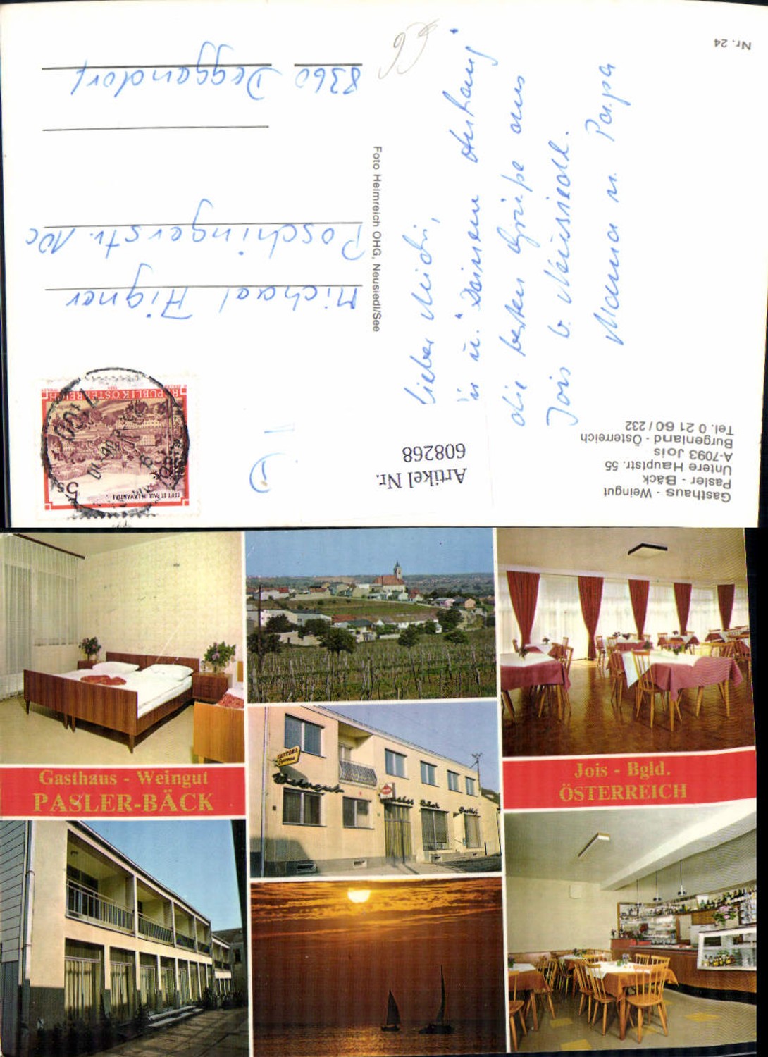 608268,Mehrbild Ak Jois Gasthaus Weingut Pasler-Bäck