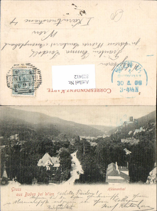609412,tolle AK Baden bei Wien Helenenthal Helenental 1899 Rauhenstein