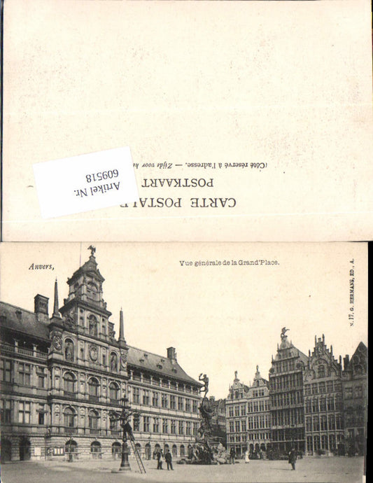 609518, Antwerp, Flanders, Grand Place, street view, 1905