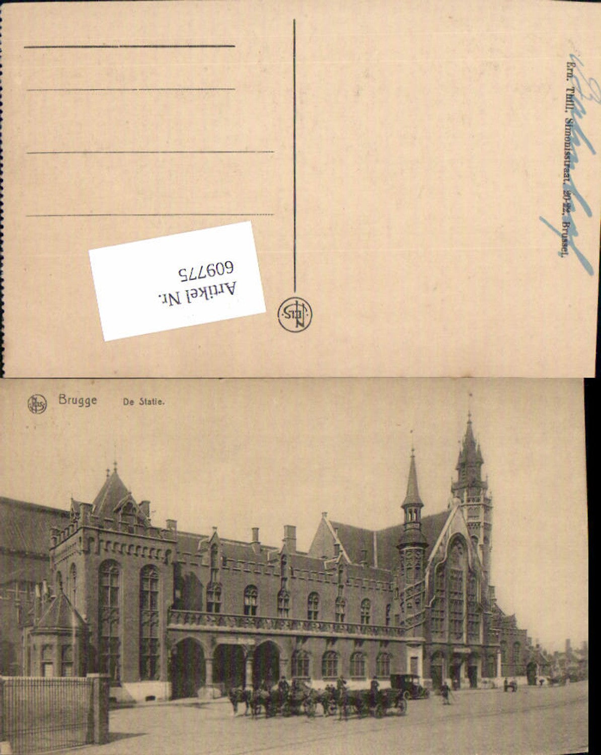 609775,Brugge Bruges Brügge De statie Bahnhof Kutschen