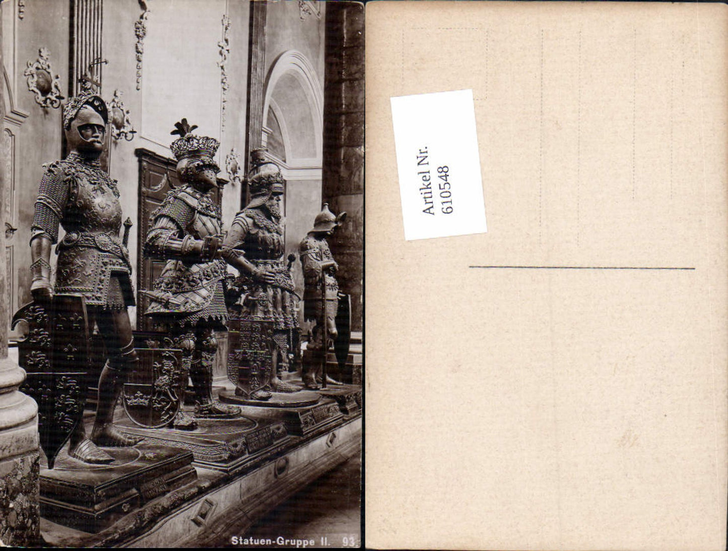 610548,tolle Fotokunst AK Fritz Gratl Nr. 93 Innsbruck Hofkirche Statuen Gruppe II. Rüstung Ritter