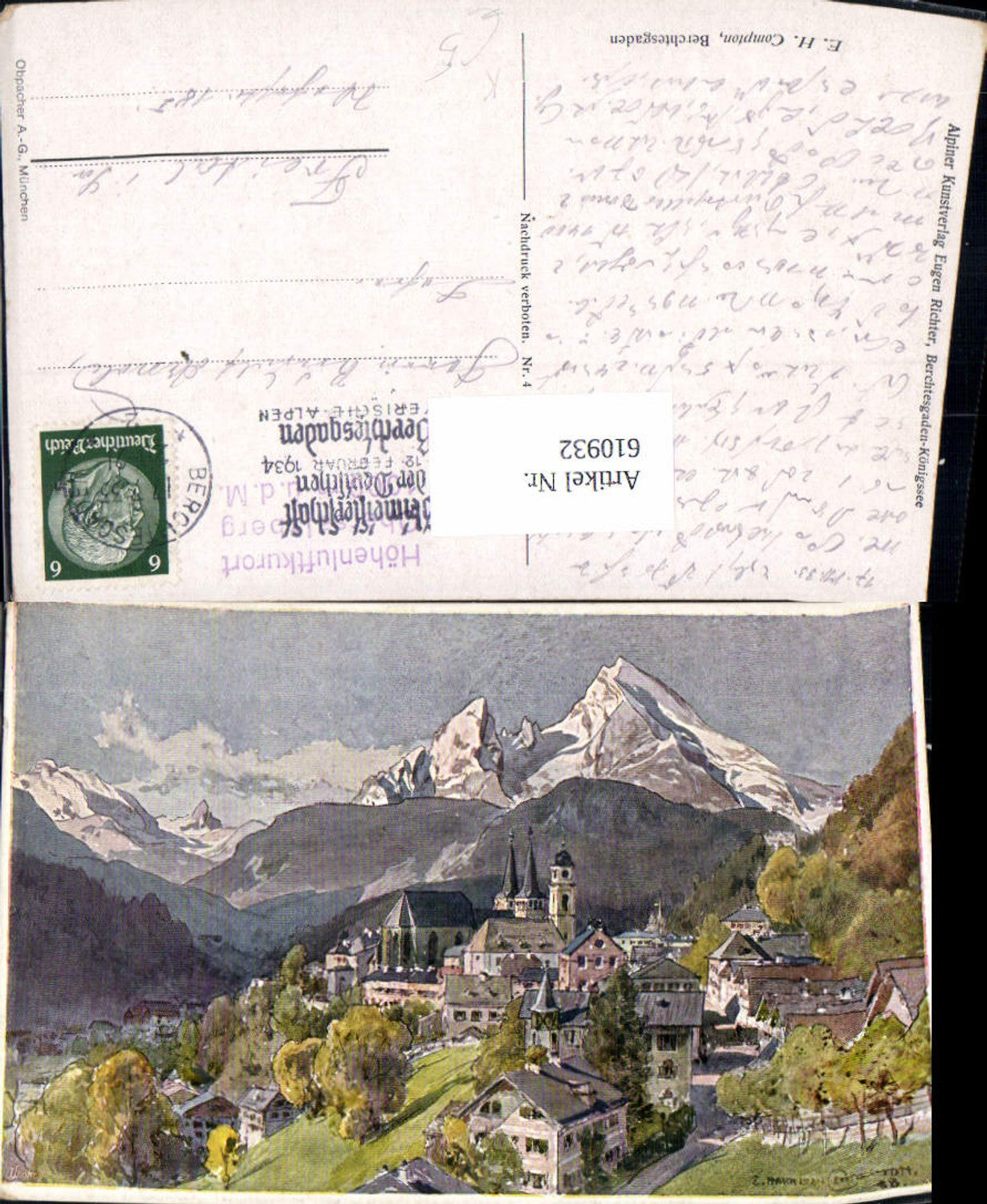 610932,Künstler Ak E. H. Compton Berchtesgaden