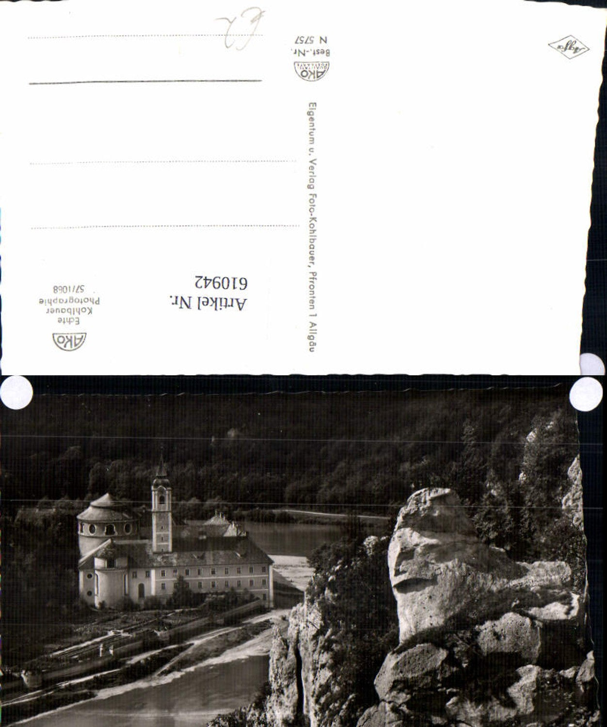 610942, photo postcard Kelheim Kloster Weltenburg on the Danube