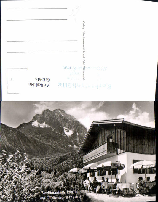 610945, Photo Ak Mittenwald Korbinianhütte a. Kranzberg