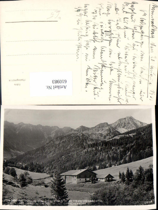 610983, Photo Ak Bad Hindelang Hornwirtshaus z. Mitterhaus Retterschwangertal m. Nebelhorn