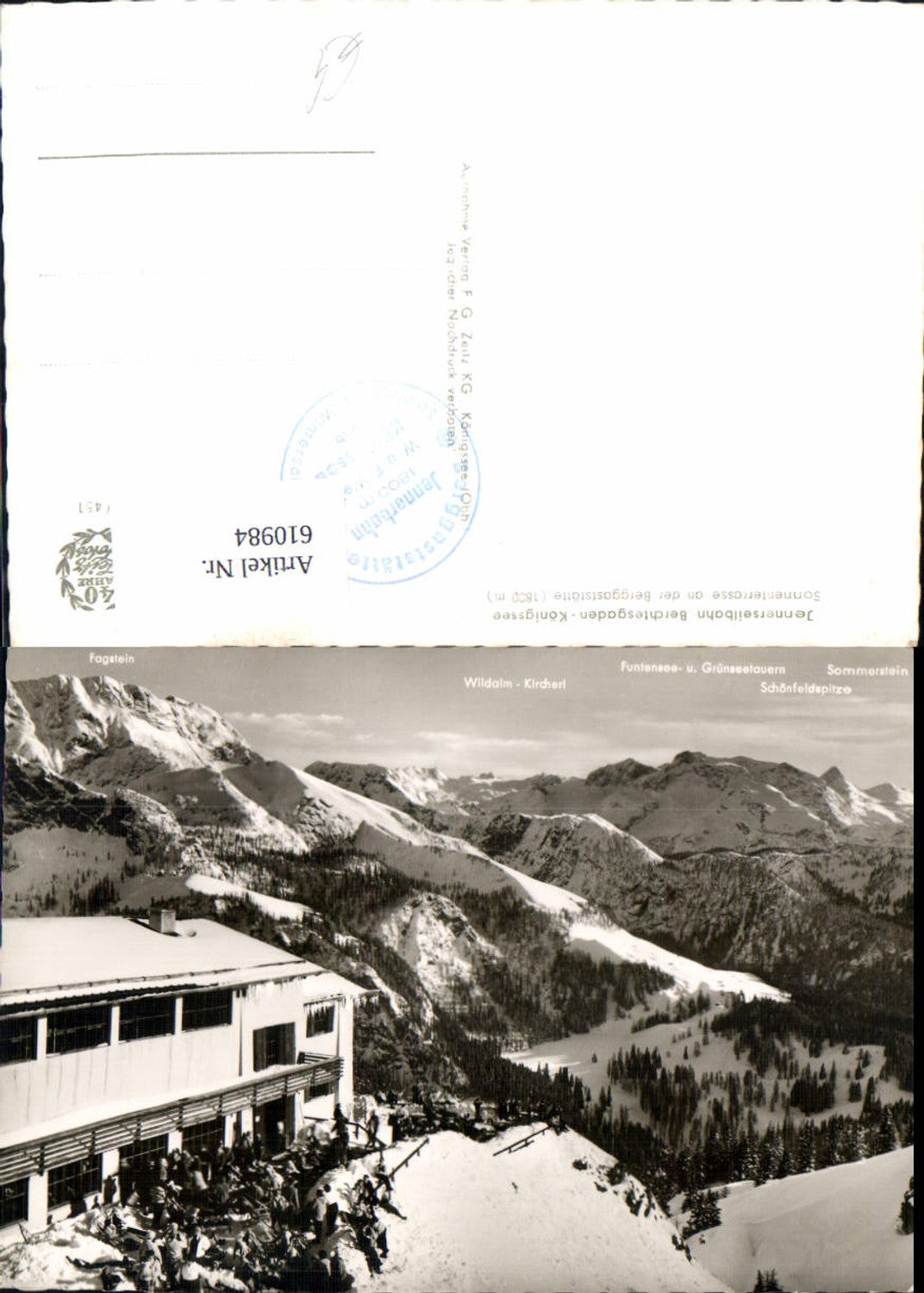 610984, Photo Ak Berchtesgaden Königssee sun terrace at mountain inn winter view