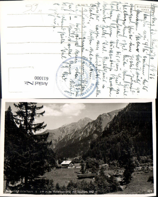 611000, Photo Ak Bad Hindelang Berggasthof Giebelhaus i. Hintersteinertal m. Rauhorn
