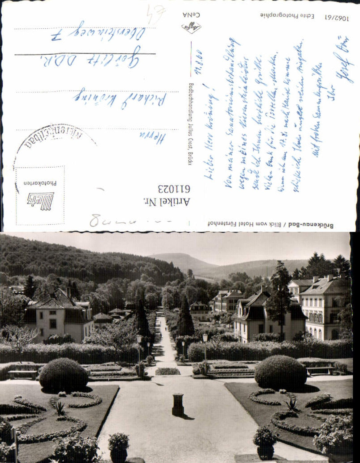 611023, Photo Ak Brückenau-Bad Bad Griesbach im Rottal View from Hotel Fürstenhof