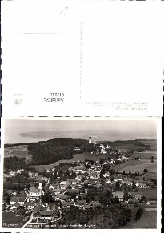 611031, Photo Ak aerial photograph of Erling with Andechs Monastery